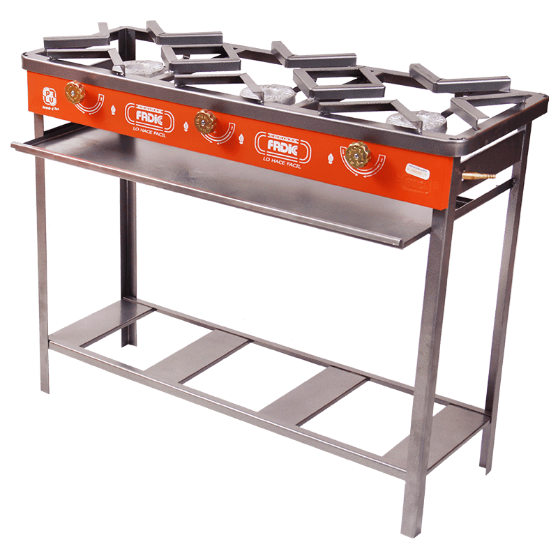 Cocina Semi-Industrial 3 Hornillas (Mesa y Pie)